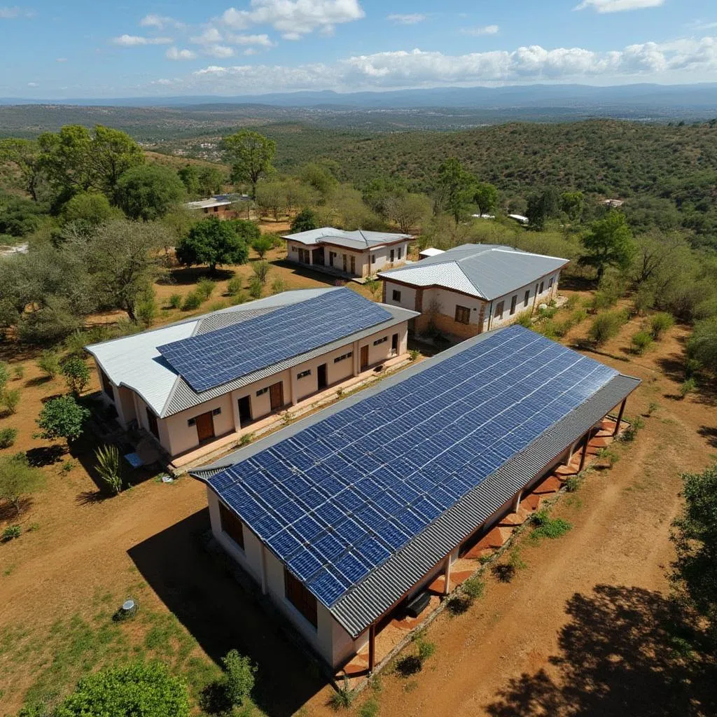 Paneles solares en escuela rural